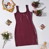 60604 Vestido de Tirantes Tejido con Recubrimiento de Cuero Ajustado Sexy sin Espalda Cruzado Europeo y Americano para Mujer