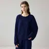 Suéter Pulóver de Punto Grueso Simple con Trenzas Tridimensionales de Cuello Redondo 100% Cachemir Europeo y Americano Otoño e Invierno para Mujer Talla Grande