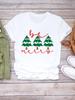 Camiseta Árvore de Natal Feliz Ano Novo Roupa Sapato com Carta Adorável
