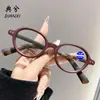Óculos para presbiopia nerd âmbar armação pequena de borda grossa moda feminina ultraleve alto valor anti-azul óculos de leitura atacado