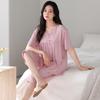 Pijamas para Mujer Verano con Almohadillas en el Busto Modal Manga Corta para Mujer Nuevo Madre de Mediana Edad Talla Grande Set de Ropa para el Hogar