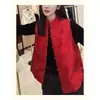 Calidad Garantizada Reductor de Edad Talla Grande para Madre Bordado Nuevo Chinoiserie Estilo Chino Año Animal Año Nuevo Chaleco Rojo Chaleco Top