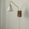 Lámpara de pared para mesita de noche de estilo de mediados de siglo, 6 nuevos estilos retro franceses, creando un ambiente atmosférico, lámpara de pasillo de cerámica, tela y hierro