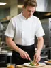 Ropa de Trabajo de Chef Transpirable de Seda Helada de Verano Restaurante Cantina Catering Hotel Cocina Manga Corta Elástica Cómoda Ropa de Chef