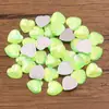 2 Accesorios de Gemas del Tiempo DIY Multicolor, Encanto Acrílico de Escamas de Pez Degradadas, Parche Plano Redondo de Corazón