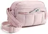 Bolsa Transversal Rosa Acolchoada Modelo Novo para Mulheres com Múltiplos Compartimentos, Bolsa de Viagem Portátil à Prova d'Água, Bolsa Shiling