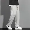 Pantalones de Hombre Verano 2025 Nuevo Estilo Americano Pierna Recta Fresco Seda de Hielo Pierna Ancha Casual Sueltos Tallas Grandes Deportivos Largos