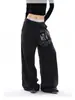 Venda Direta da Fábrica Calça Jogger Reta Estampada Vintage Desgastada Unissex Estilo Americano Cintura Elástica Solta Versátil Casual