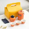 Juego de Té de Viaje Pequeño Set Almacenamiento Portátil Kung Fu Cerámica Camping al Aire Libre Taza Expresa Regalo de Negocio Logo de la Empresa