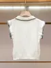 Shenzhen Nanyou Ropa de Mujer de Gama Alta Verano Nuevo Estilo Universitario Coreano Reductor de Edad en Línea Top de Punto con Bloques de Color y Mangas de Volantes