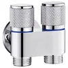Válvula angular de acero inoxidable para montaje en pared, de una entrada y doble salida para lavadoras, inodoros y balcones; interruptor y desviador de presión de doble control mini