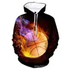 Sudadera con capucha casual para hombre, estampado 3D de baloncesto con patrón de llama y rayo, venta directa del fabricante, suministro de comercio exterior