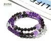 Pulsera Doble Círculo de Amatista Natural y Cuarzo Rutilado Amarillo, Jiuzi Lihuo, Popular en Douyin y Xiaohongshu, Pulsera al por Mayor para Mujer