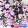 Perlas de ABS de Alto Brillo Coloridas Galvanizadas de Media Ronda Mezcladas con Pedrería de Resina 3-10 mm Perlas de ABS de Venta Caliente en Amazon Joyería DIY