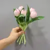 Rama corta de 28 cm de largo - 5 cabezas, tacto hidratante, tulipanes, nórdico, interior, ramo muy realista, adornos de flores artificiales, hogar
