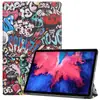 Para Lenovo Tab P11 J606F funda protectora plana funda de cuero con pintura de color de tres pliegues funda dura anticaída