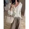 Andy Terciopelo Original, sin fotos reales, sin descuentos. Nuevo estilo otoño e invierno, top de punto con volantes y manga acampanada, capa base versátil