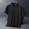 Camisa Polo de Manga Curta de Seda de Gelo para Homens Verão 2025 Casual de Negócios Moletom de Seda de Gelo Top de Secagem Rápida