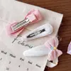 Presilha de Cabelo e Elástico de Cabelo Listrado Rosa Doce e Fresco Estilo Coreano para Crianças, Grampo de Cabelo Floral Doce Versátil