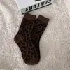 Colección nueva otoño/invierno transfronteriza: calcetines de moda hasta la pantorrilla con estampado de leopardo y color café en una paleta de colores Maillard, moda estilo coreano