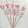 Pajitas para Fiestas de Bar Transfronterizas al por Mayor Cola de Sirena Transparente con Lentejuelas Creativa Amor Dibujos Animados Pajitas Curvas al por Mayor