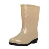 Botas de lluvia de algodón hasta la pantorrilla, antideslizantes, forradas de polar, cubrezapatos impermeables, cubrezapatos de goma, botas de agua para mujer, adultos, uso en cocina, cálidas, invierno