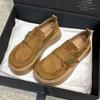 Mocassins com Bico Redondo e Tiras de Velcro Versáteis, Novo Estilo Primavera e Outono 2025, Sapatos Femininos Confortáveis Estilo Birkenstock com Plataforma e Solado Grosso