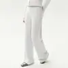 Calça Wide Leg Feminina Nova Outono e Inverno 2025 Reta Cintura Alta Casual Torção Lateral Caimento Elástico na Cintura Calça Longa