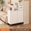 Gabinete de entrada y zapatero de madera maciza integrados para uso doméstico, nuevo gabinete de almacenamiento de doble cara para división de sala de estar, gabinete de almacenamiento estilo crema