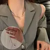 Collar Misterioso Cuadrado Azul de Alta Resistencia para Mujer, Cadena Geométrica Vintage con Letra de Moda para Clavícula, Tendencia de Cadena Simple Hip-Hop para Suéter