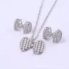 Juego de Joyería Cdd Lazo Completo de Diamante Collar y Pendientes Set de Dos Piezas con Circonita Dulces Accesorios de Moda Fábrica de Origen