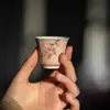 Taza de Té Mo Ji Cang Yan Hong Luo Tao Fu Juego de Té Kung Fu Taza de Té de Cerámica tamaño pequeño Pintada a Mano Bajo Esmalte Taza de Literato