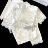 Pijama feminino de manga curta com estampa floral nobre e preguiçosa para primavera e verão, roupa de casa, atacado, atacado