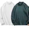 Camisa base térmica de gola alta com zíper parcial para outono e inverno, camiseta de manga longa com forro de fleece, camiseta de camada interna com gola média