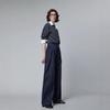 Calça Jeans Feminina Transfronteiriça 2026 Primavera Design de Dobra Dupla Perna Larga Casual Fashionável Não Desbota Jeans Cru Comprimento Total