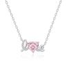 Colar Love Love para Mulheres Light Luxury Niche Design Sense Sweet Pink Zircon Love Heartbeat Clavícula Cadeia Aço Inoxidável