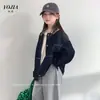 Chaqueta de Otoño para Niñas YOJIA Nueva Llegada: Chaqueta de Mezclilla para Niños Talla Mediana y Grande, Cárdigan de Manga Larga, Top de Color Sólido Estilo Coreano