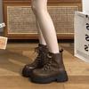 Botas Martin de Estilo Británico Petite Marrones de Suela Gruesa para Mujer 2025 Otoño Nuevas Populares con Cordones Retro Botines Cortos para Mujer