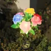 Nova simulação pátio gramado jardim LED lâmpada decorativa de chão 7 cabeças cor lâmpada solar rosa