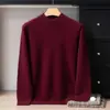 Suéter Masculino de Cashmere 100% Malha Grossa (Bitola 12) com Gola Meia-Alta Dupla Camada, Manga Longa, Versátil para Business Casual, Roupa de Baixo Quente