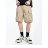Pantalones cargo de verano para hombre, estilo oscuro, high street, shorts con bolsillo grande, pantalones casuales deportivos rectos holgados de longitud media