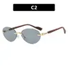 Gafas de sol ovaladas Kedun sin montura con borde cortado, Gafas de moda de pasarela estilo callejero, Protección UV, Sombrilla, Diseño elegante