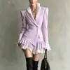 Vestido Blazer de Comercio Exterior Transfronterizo Europeo y Americano para Primavera y Otoño, Elegante para el Trabajo, con Nuevo Diseño y Mangas Largas de Bloques de Color