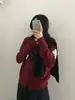 Cardigan Tricô Novo com Padrão Jacquard de Diamante Estilo College Suéter Solto Casaco Outono Inverno Gola Redonda Top Estilo Coreano para Mulheres