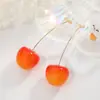 Brincos de Cereja Artificial Vermelha de Alta Qualidade, Doces Elegantes, Versáteis, Brincos de Design de Nicho da Moda para Mulheres