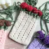 Bolso Tejido a Mano con Ramo de Rosas Bolso Cruzado para Teléfono Móvil Infantil Bolso Pequeño Versátil Tejido para Niña Bolso de Lana Ganchillo