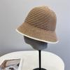 Chapéu de Pescador Básico Respirável de Tricô Cor Contrastante Estilo Japonês Alongado com Aba Curta Chapéu de Bacia Feminino Estilo Coreano Versátil para Verão Viagem Proteção Solar