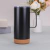 Copo de carro a vácuo de camada dupla 16oz com fundo de cortiça de carvalho transfronteiriço, copo térmico de aço inoxidável 304, copo de café