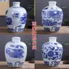 Jarra de Cerâmica Jingdezhen para Vinho 10/20/30/50kg Porcelana Azul e Branca Jarra de Vinho Jarra de Vinho Doméstica Selada Adega Garrafa de Vinho