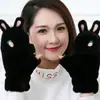 Guantes de Felpa con Tapa Plegable de Orejas de Conejo para Otoño e Invierno para Estudiantes, Guantes Lindos de Dibujos Animados de Medio Dedo para Mujeres, Guantes Cálidos con Pantalla Táctil para Adultos, Guantes de Invierno con Dedos Separados